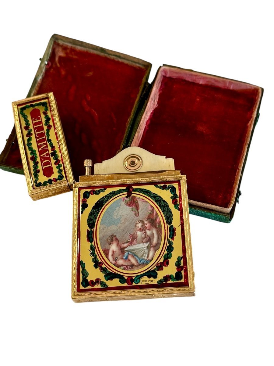 Carnet De Bal En Or Et Peinture d'époque Louis XV - Maison Eloe