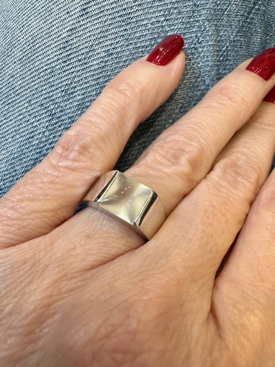 Cartier, Tank Ring, White Gold Moonstone