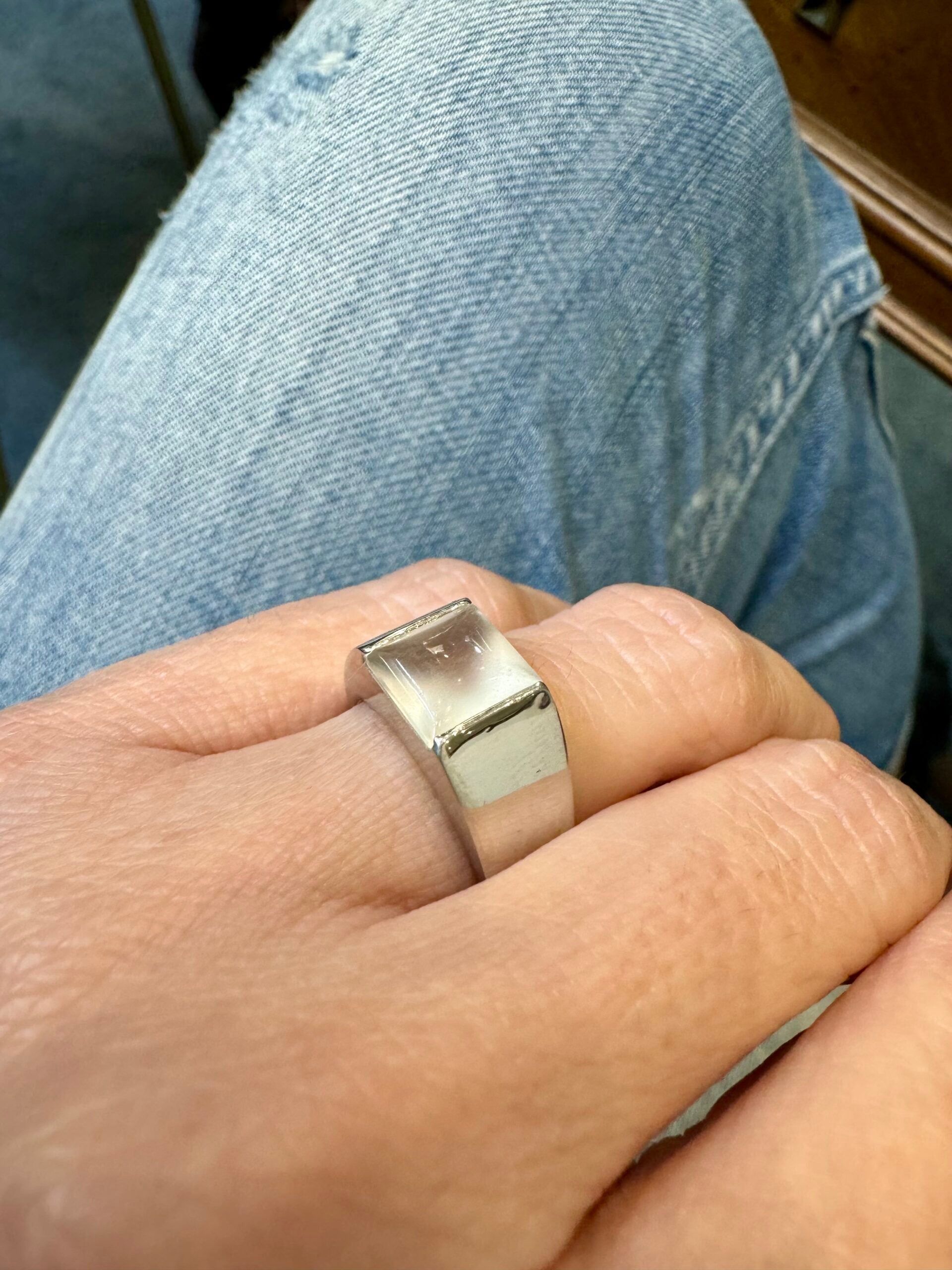 Cartier, Tank Ring, White Gold Moonstone