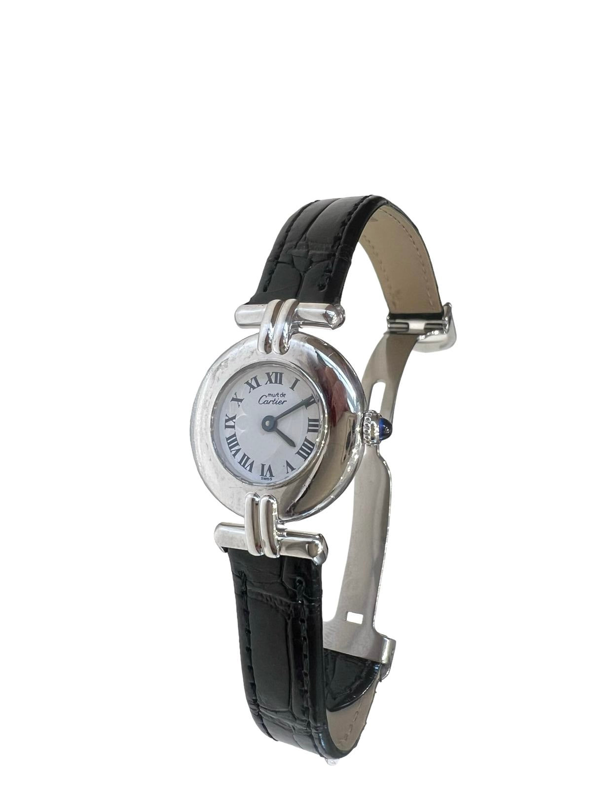 Cartier, Montre Colisée Must, Argent sur cuir