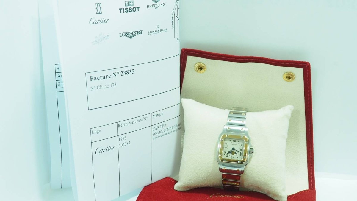Cartier, Montre Santos Galbée Moonphase 119902 Vintage Or Acier - Maison Eloe