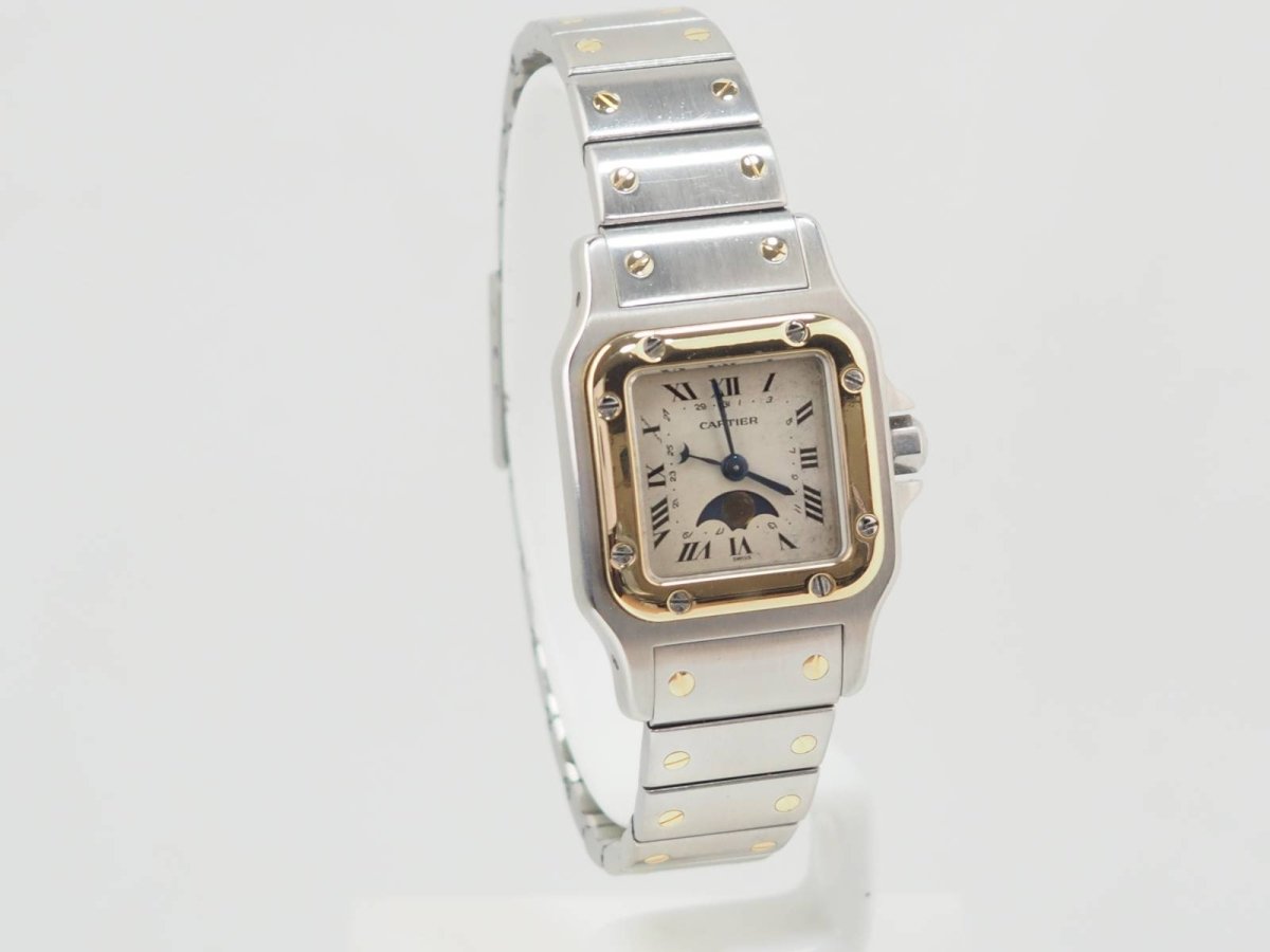 Cartier, Montre Santos Galbée Moonphase 119902 Vintage Or Acier - Maison Eloe