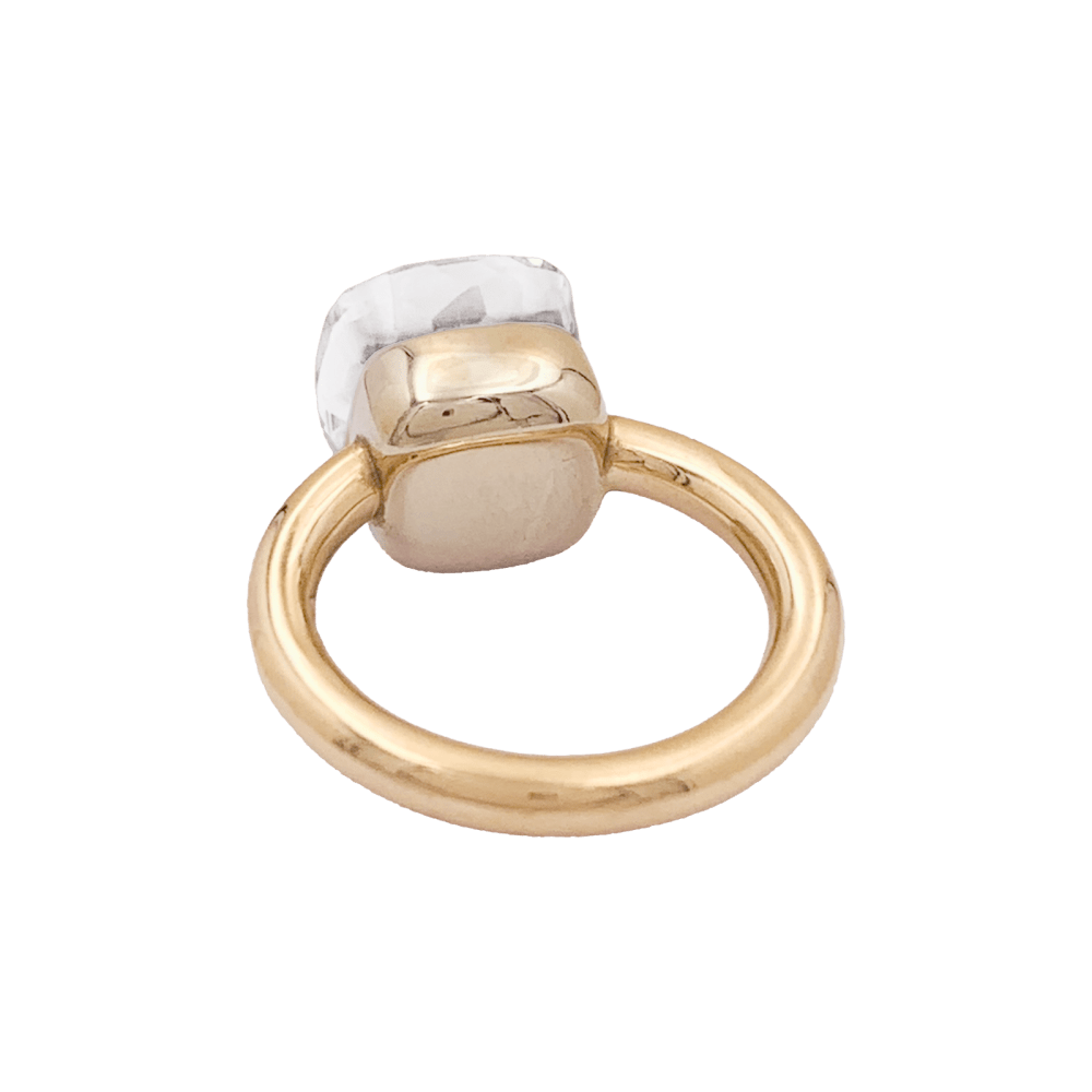 Bague Pomellato, collection "Nudo Classic", or rose et topaze blanche.