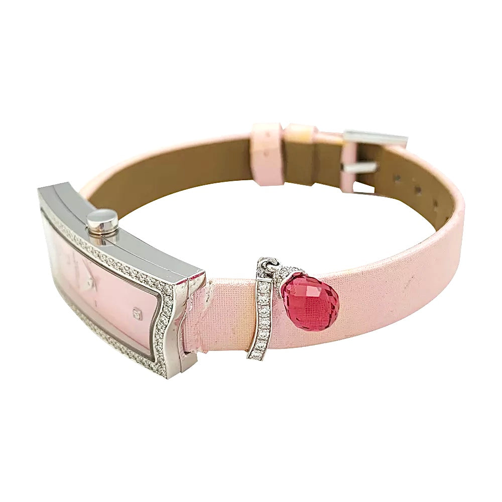 Chaumet "Frisson" watch in white gold, diamonds, mother-of-pearl and tourmaline.