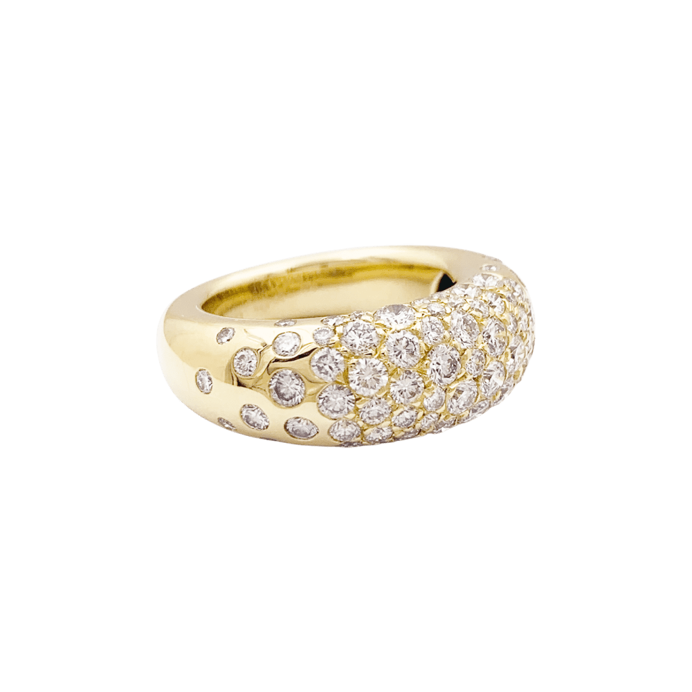 Bague Chaumet, "Grains de Caviar", or jaune et diamants.