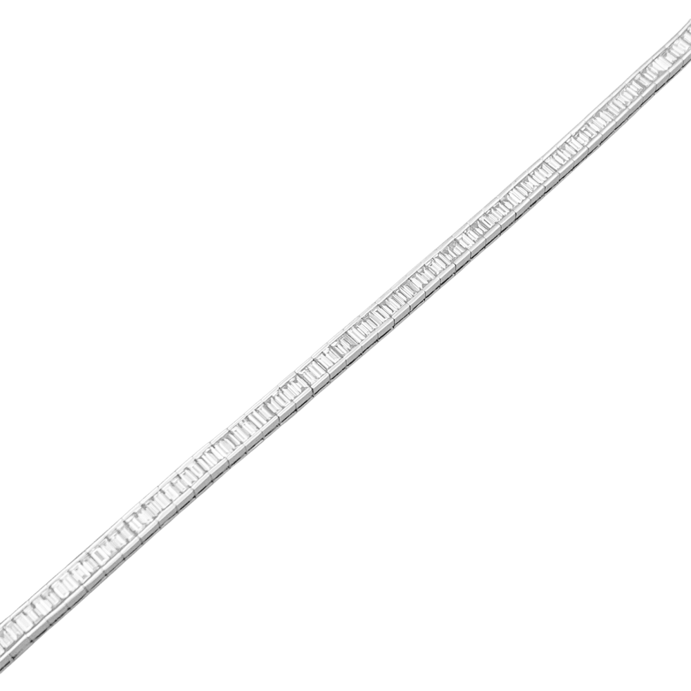 Bracelet ligne, or blanc et diamants taille baguette. - Maison Eloe