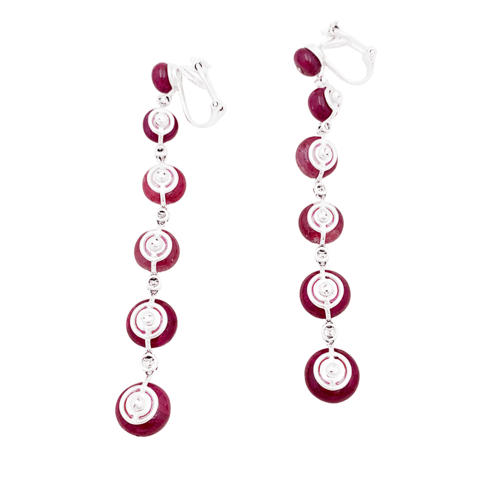 Boucles d'oreilles Repossi, or blanc, rubis et diamants. - Maison Eloe