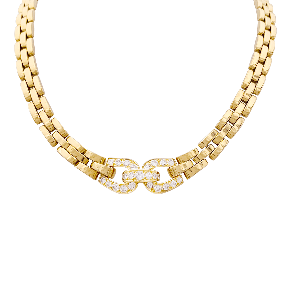 Collier Cartier, "Etrier", or jaune, diamants. - Maison Eloe