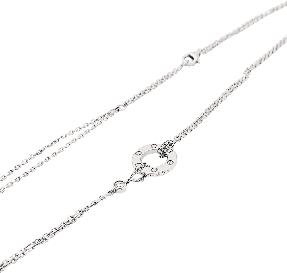 Collier Cartier, « Love», or blanc, diamants.