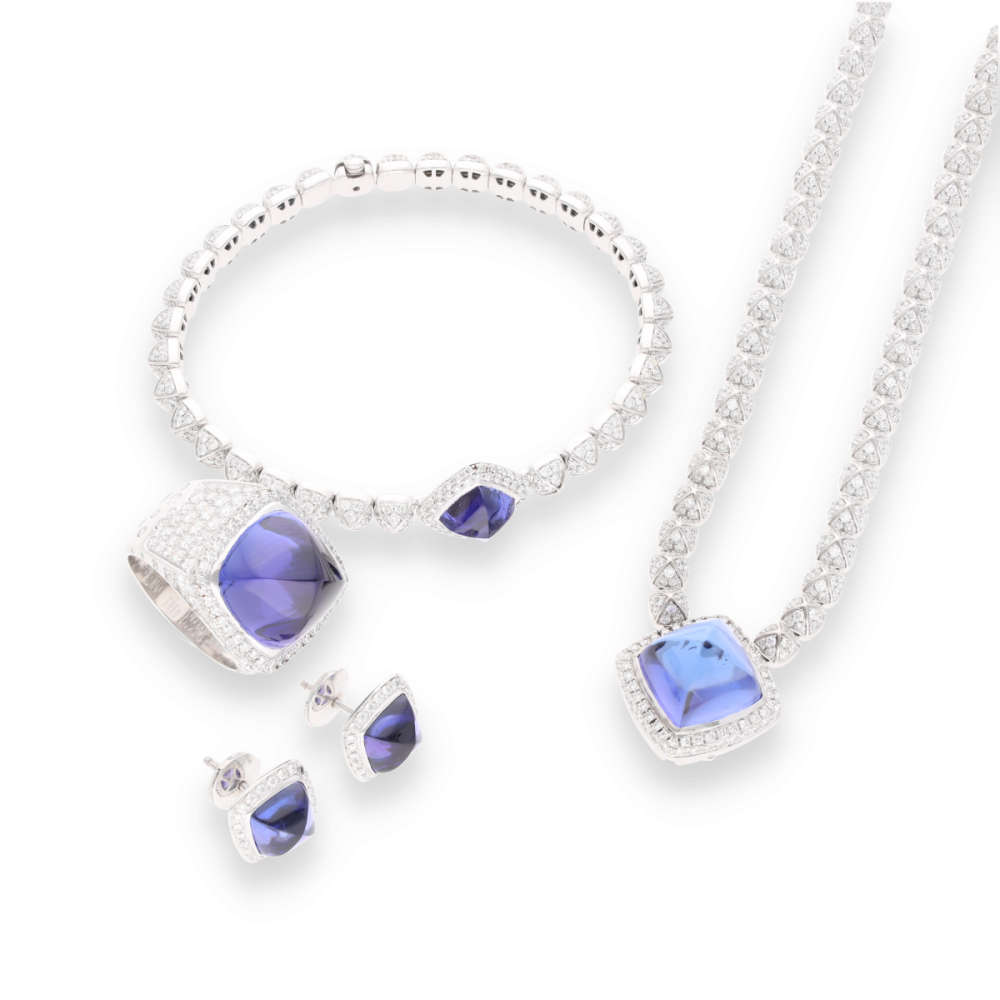 FRED "Sugar Loaf" necklace in white gold, tanzanite and diamonds.