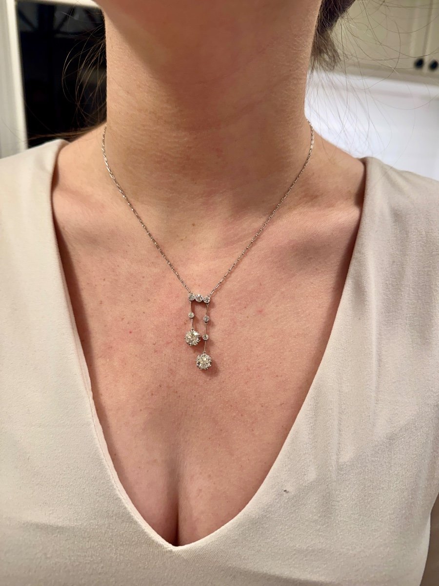 Collier "Négligé" époque Art Déco Platine, Diamants, Or - Maison Eloe