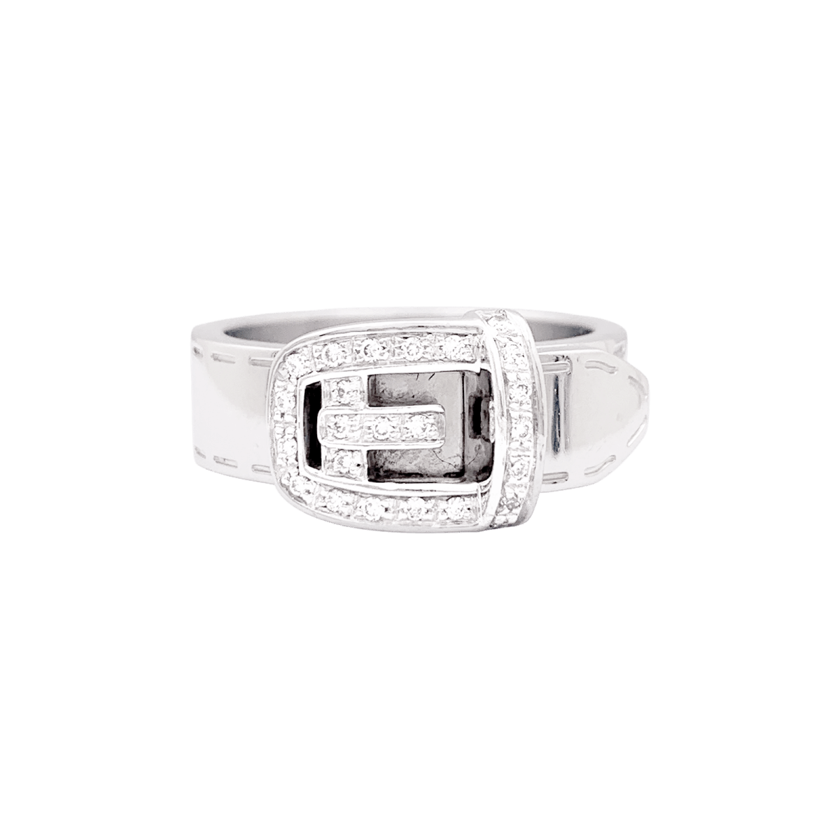 Bague Gucci "Ceinture" or blanc, diamants. - Maison Eloe