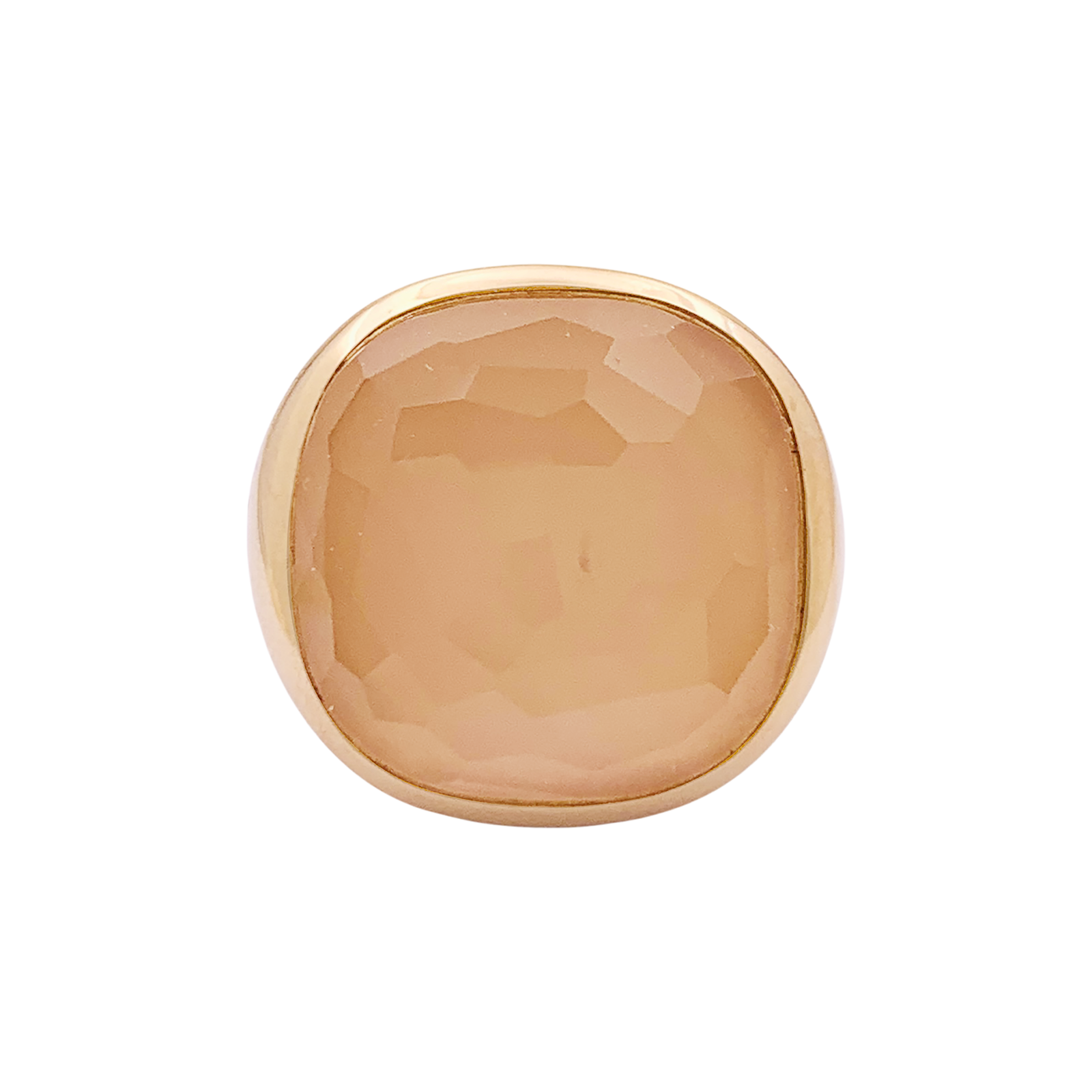 Bague Pomellato "Cipria" en or rose et quartz rose.