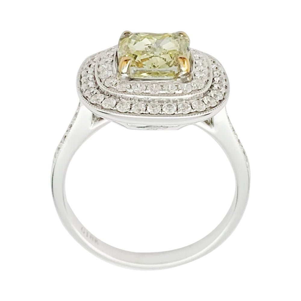 Bague or blanc, diamants et d'un diamant jaune de 2 carats - Maison Eloe