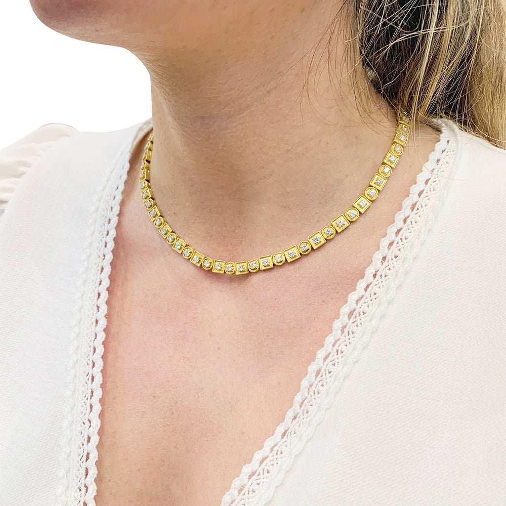 Collier Lalaounis, "Byzantine", or jaune et diamants. - Maison Eloe