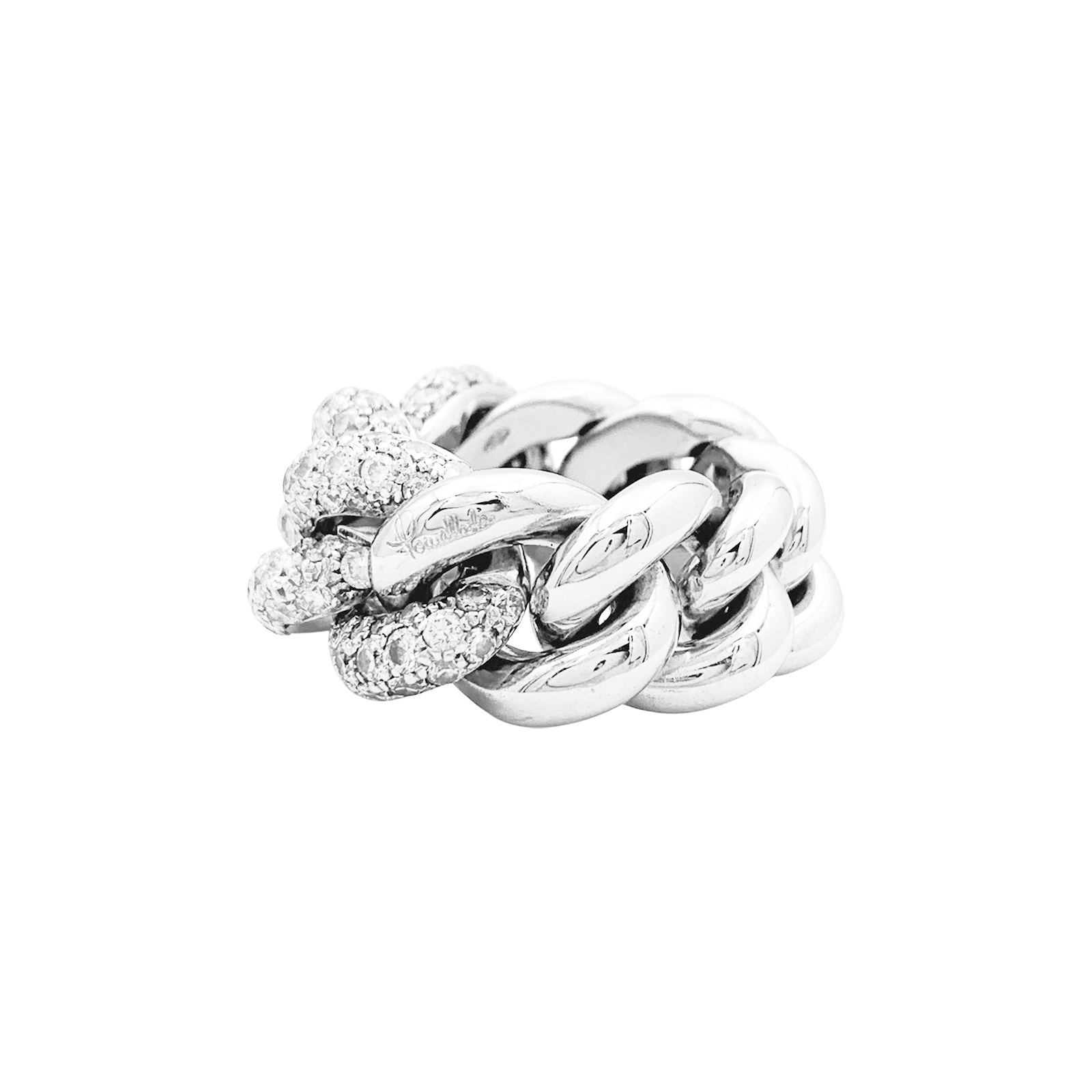 Bague Pomellato "Catene", or blanc et diamants.