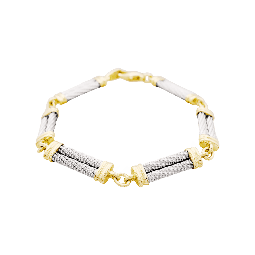 Bracelet Fred vintage "Force 10", en or jaune, acier.