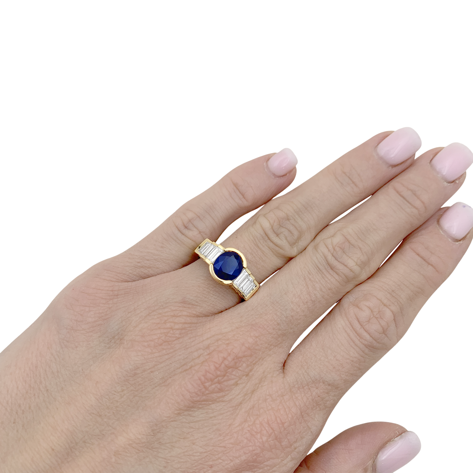 Bague Mellerio en or jaune saphir et diamants.