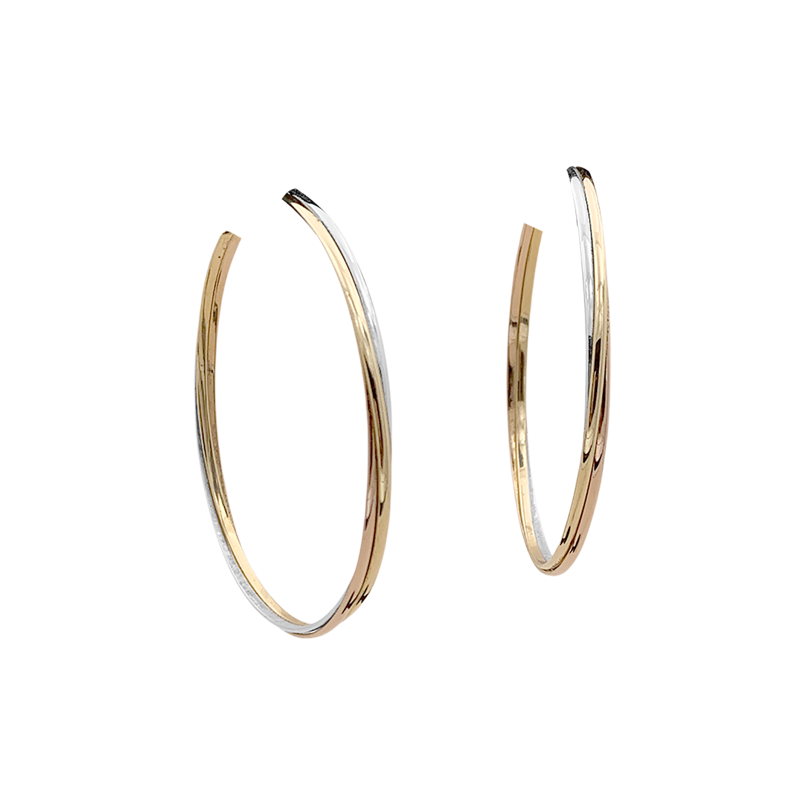 Boucles d'oreilles Cartier, "Trinity", trois ors.