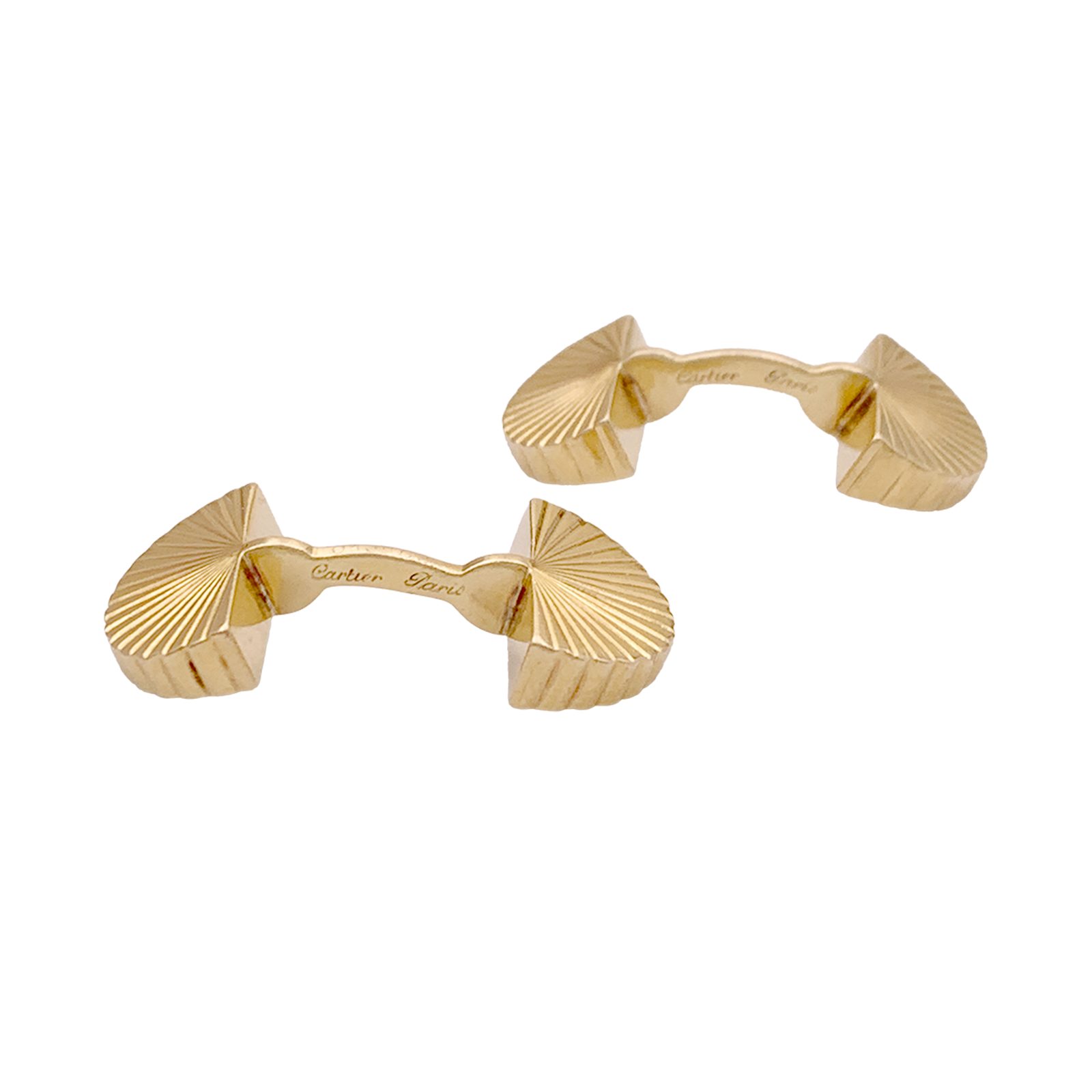 Boutons de manchette vintage Cartier, "Eventail", or jaune.