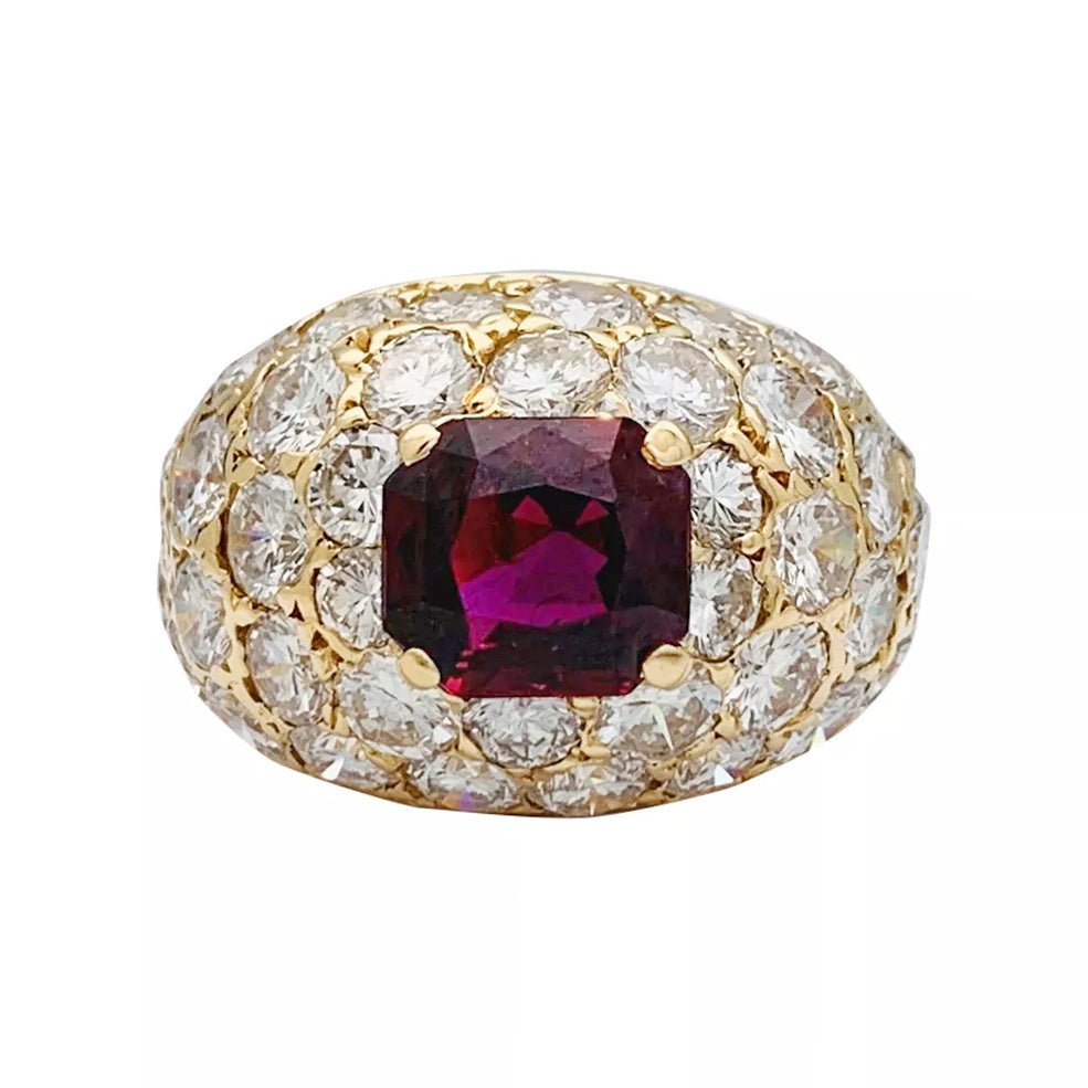 Bague jonc de luxe en or jaune rubis et diamants M.Gérard - Maison Eloe
