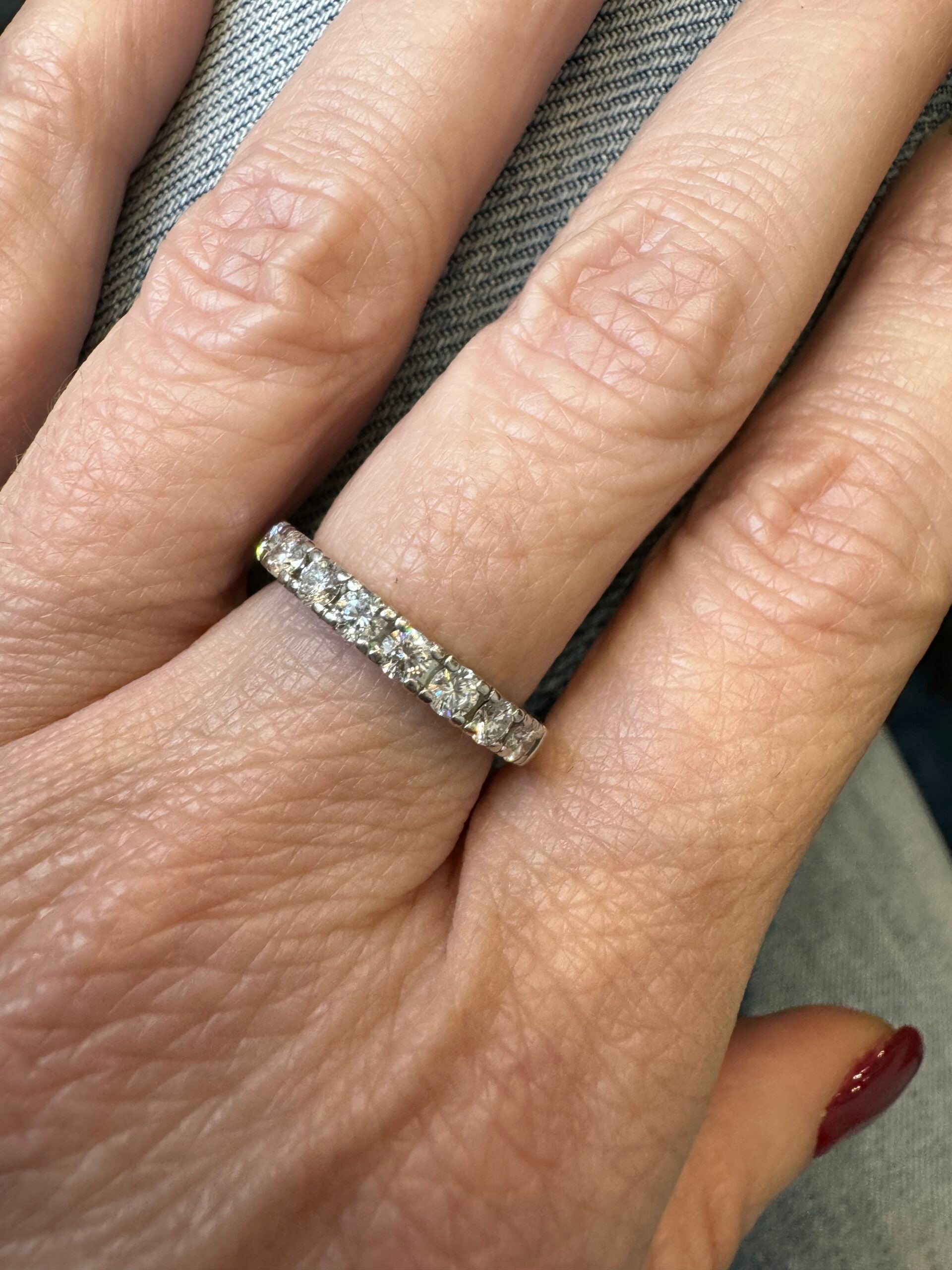 De Beers, White Gold Half Wedding Ring with Diamonds