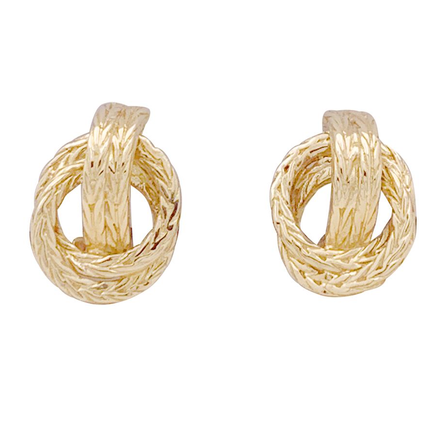 Boucles d'oreilles Hermès "Noeud marin" en or jaune. 1970