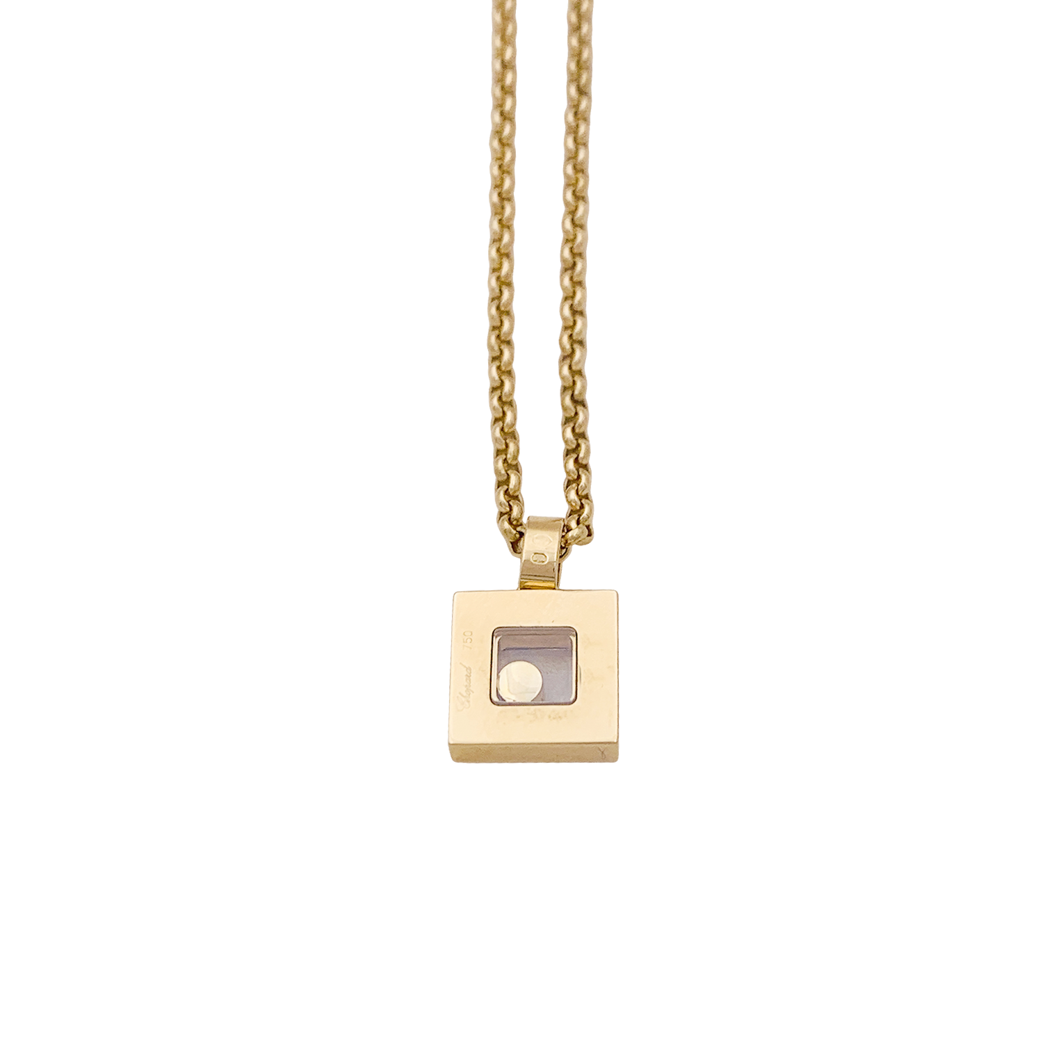 Collier Chopard, "Happy Square Diamond", or jaune, diamant.
