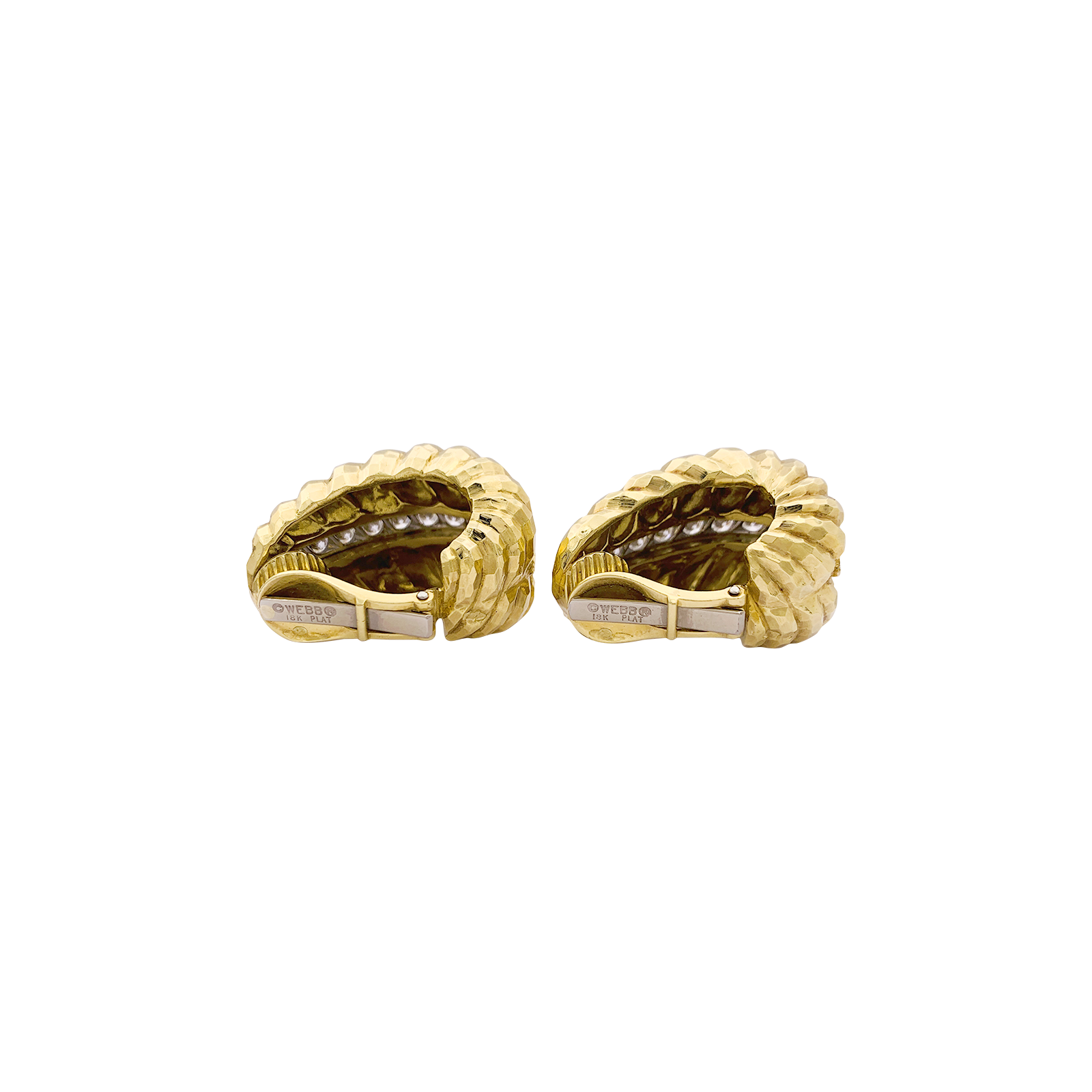 Clips vintage David Webb, platine, or jaune, diamants.