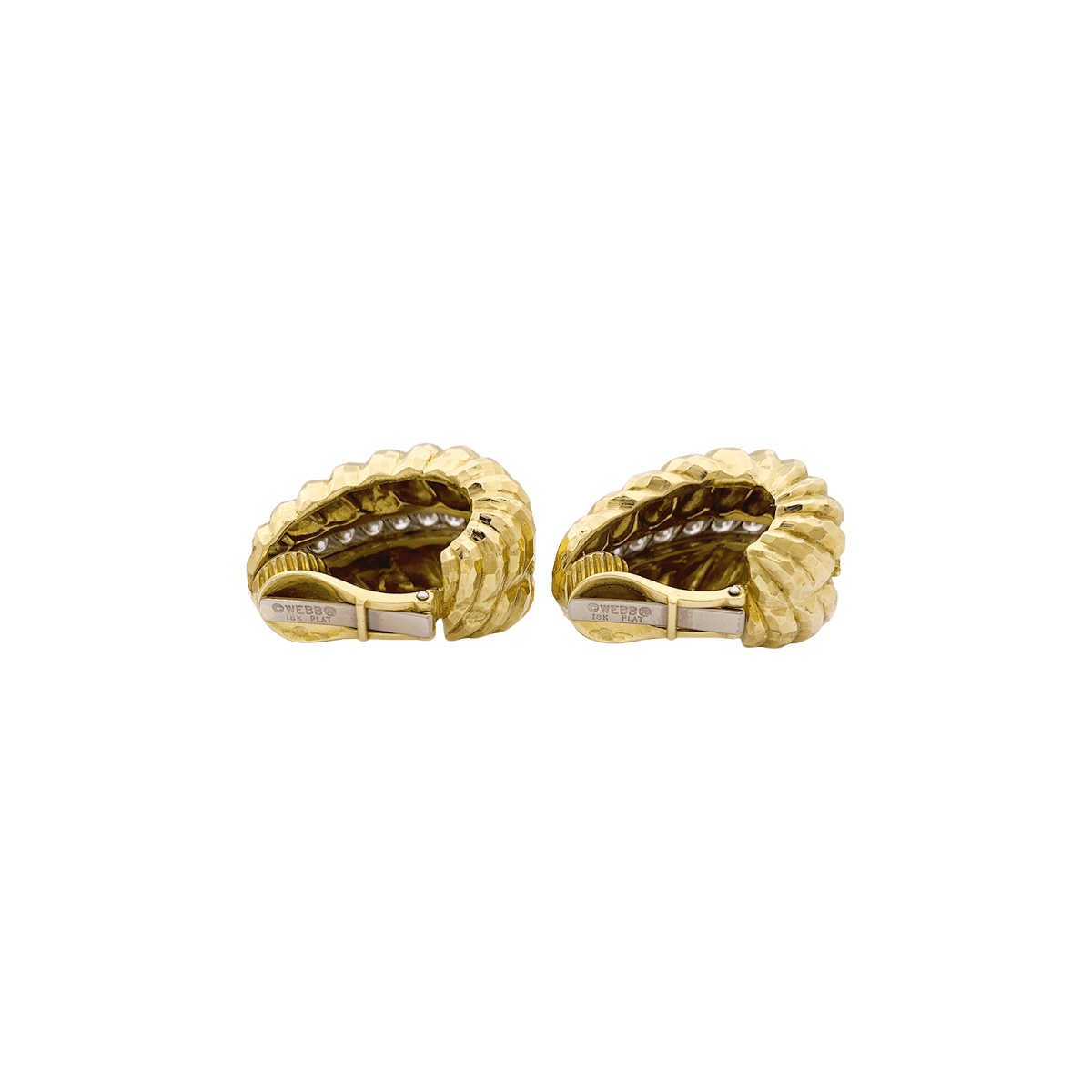 Clips vintage David Webb, platine, or jaune, diamants. - Maison Eloe