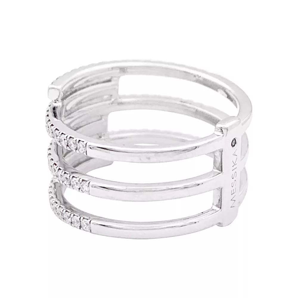 Bague Messika "Gatsby", or blanc, diamants.