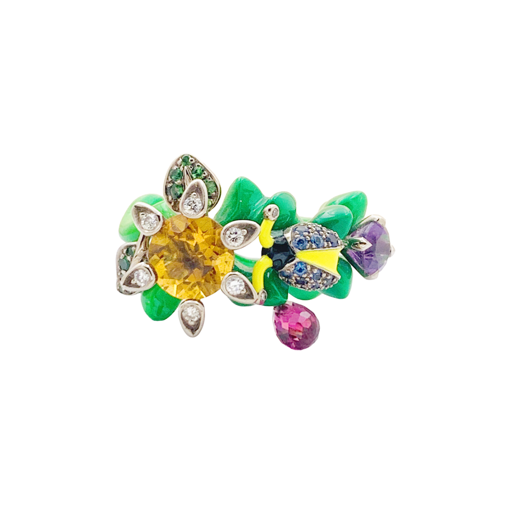 Bague Dior, "Milly Carnivora", laque, diamants, pierres de couleur.