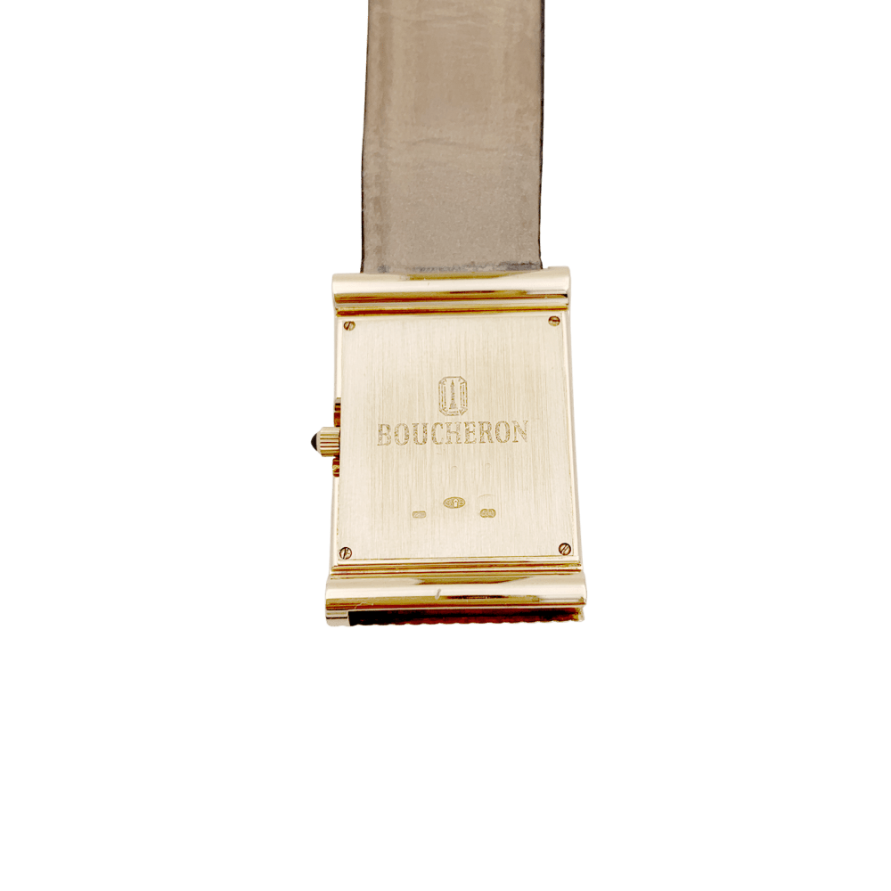 Montre Boucheron, "Reflet", or jaune, cuir. - Maison Eloe