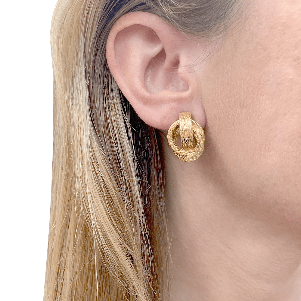 Boucles d'oreilles Hermès "Noeud marin" en or jaune. 1970 - Maison Eloe