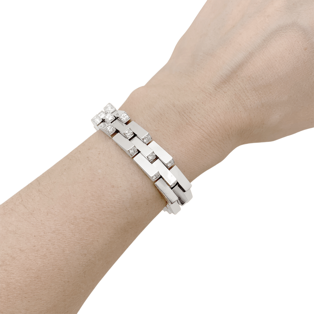 Bracelet Vintage Boucheron, "Crémaillère", platine, diamants. - Maison Eloe