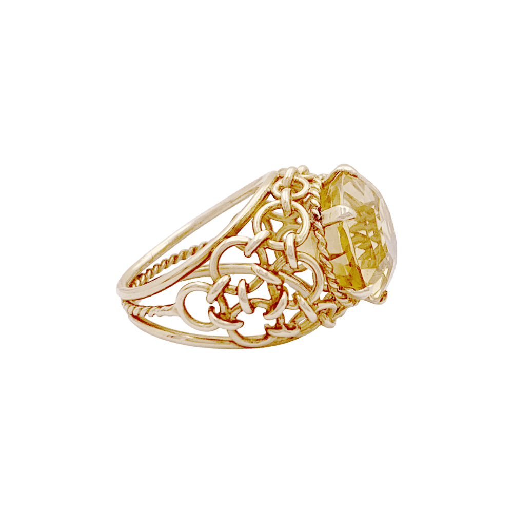 Bague vintage or jaune, citrine. - Maison Eloe
