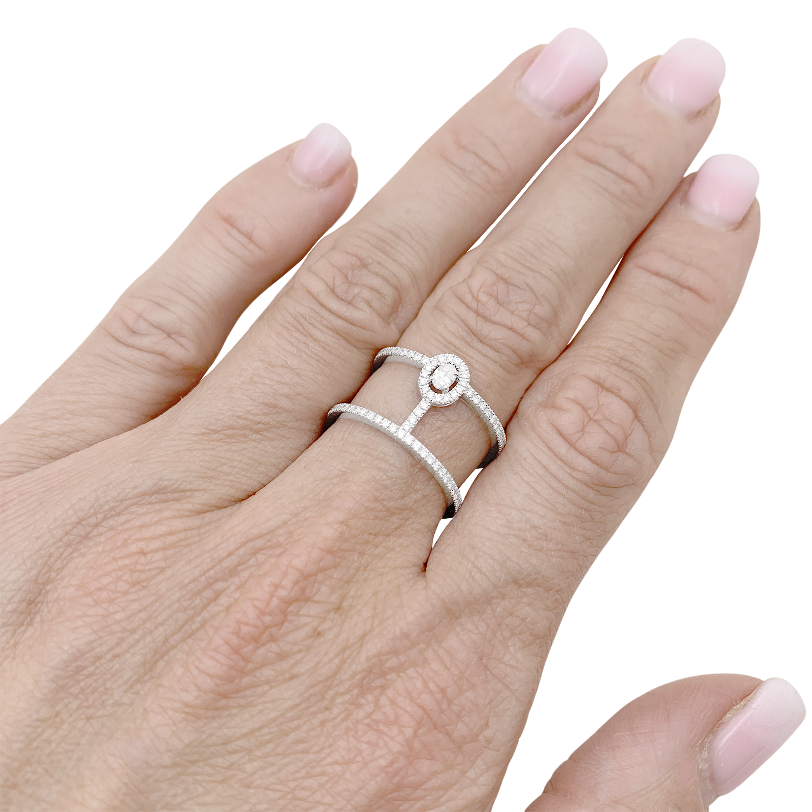 Bague Messika "Glam'Azone" or blanc, diamants.