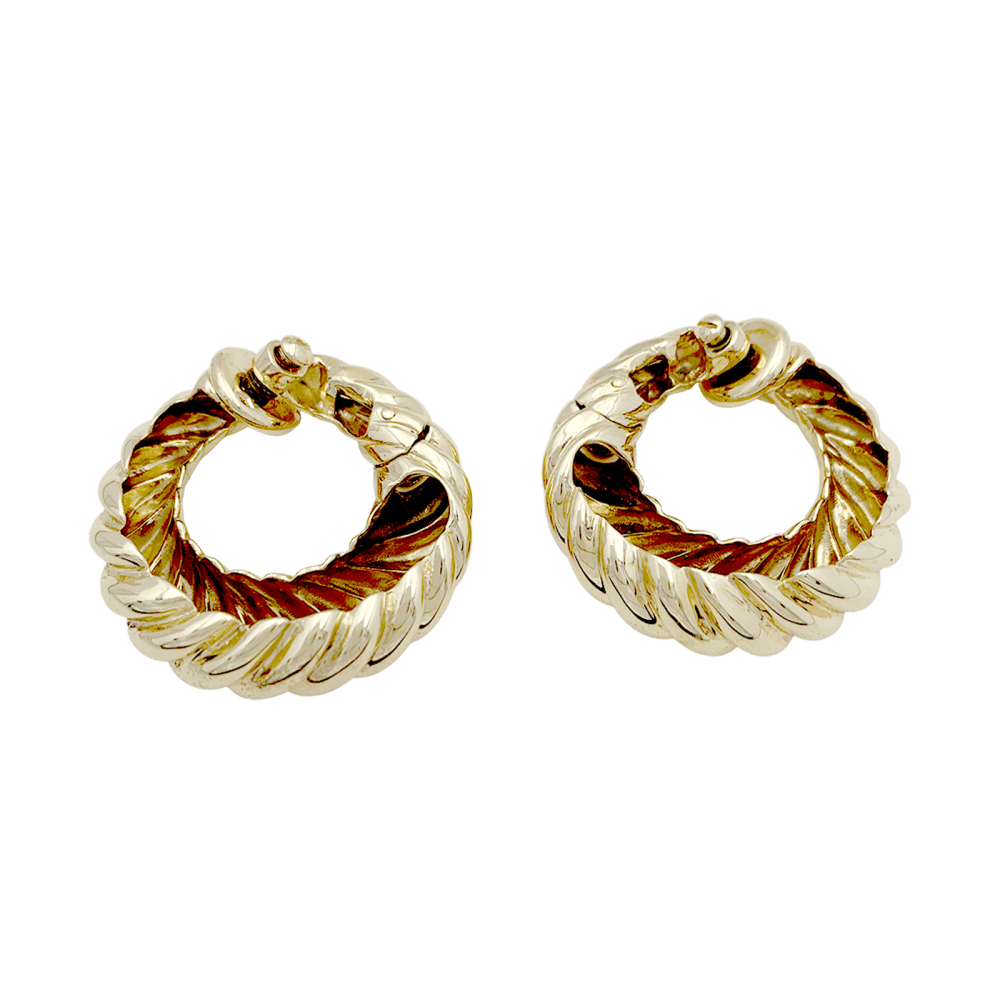 Boucles d'oreilles créoles Van Cleef & Arpels, or jaune godronné. - Maison Eloe