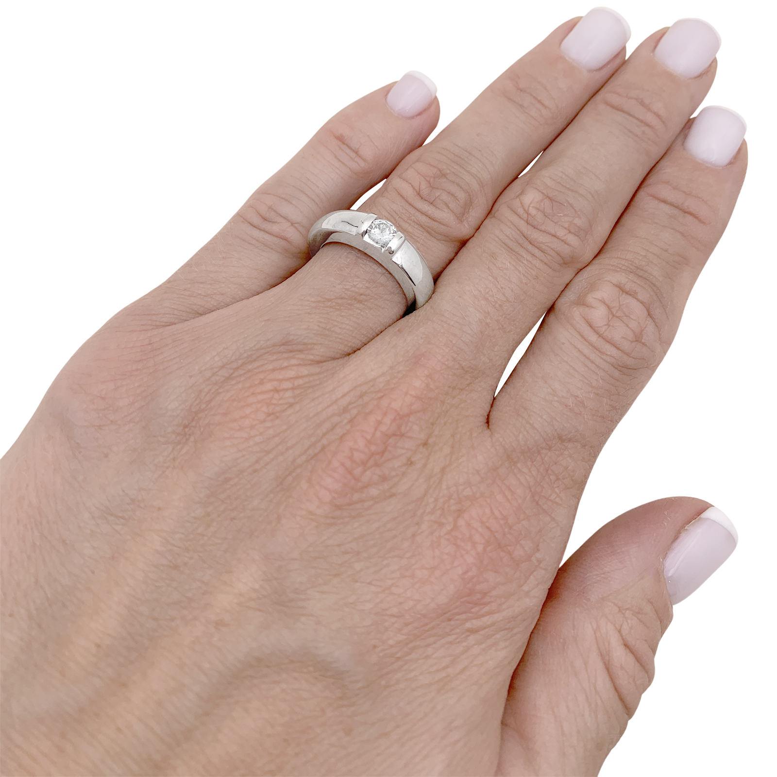 Bague Chaumet, "Gioia", or blanc, diamant.