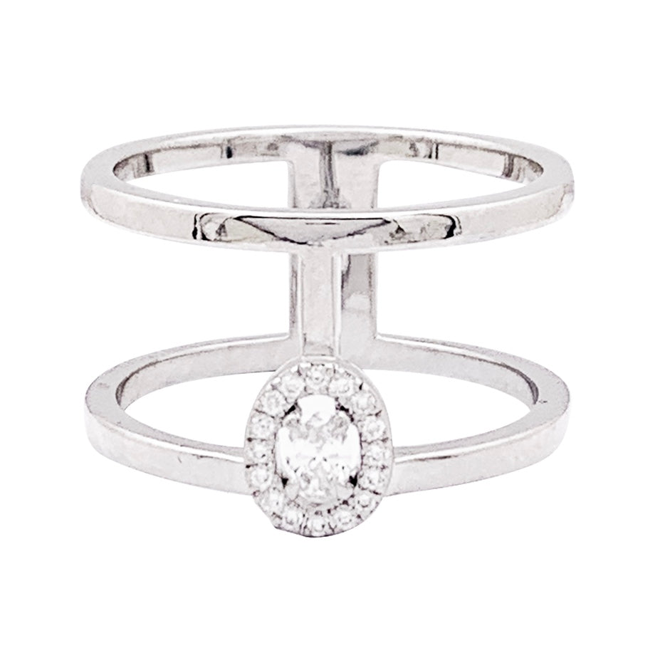 Bague Messika, "Glam'Azone", or blanc, diamants.
