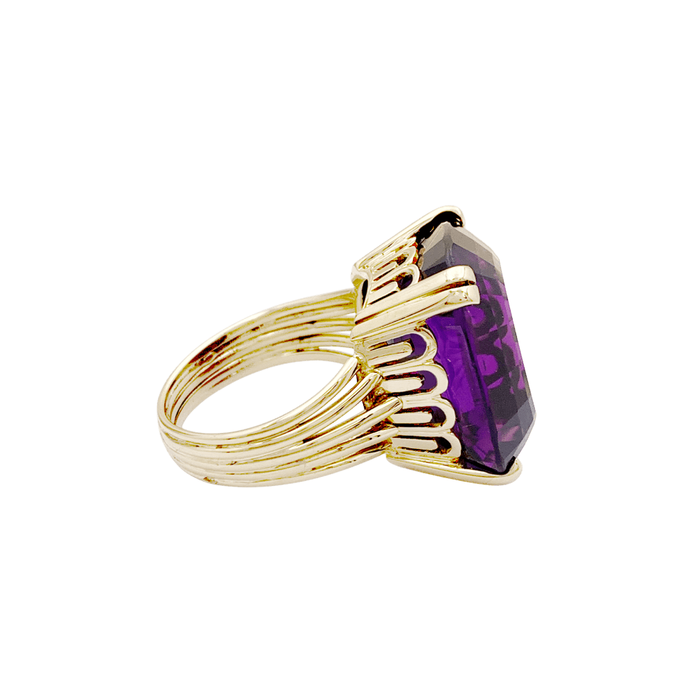 Bague or jaune et améthyste. - Maison Eloe