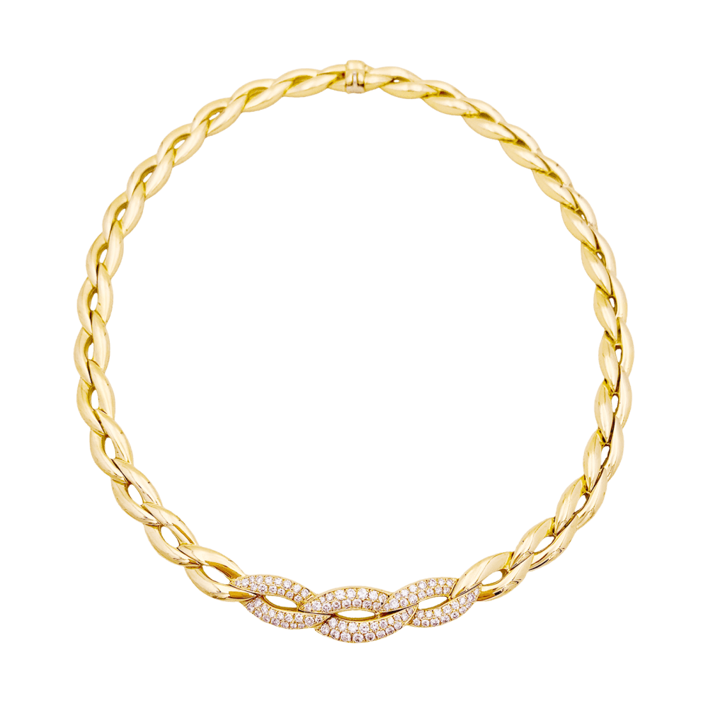 Collier Van Cleef & Arpels, or jaune, diamants.