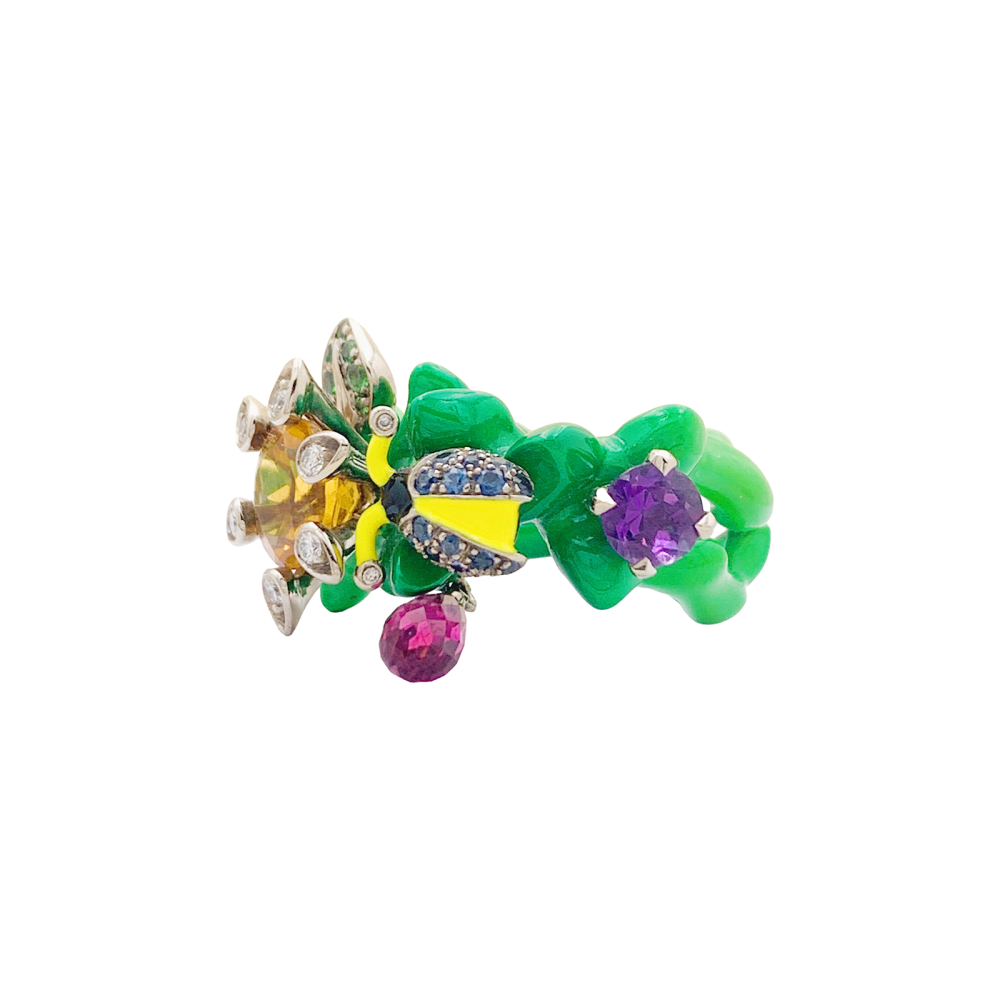 Bague Dior, "Milly Carnivora", laque, diamants, pierres de couleur.