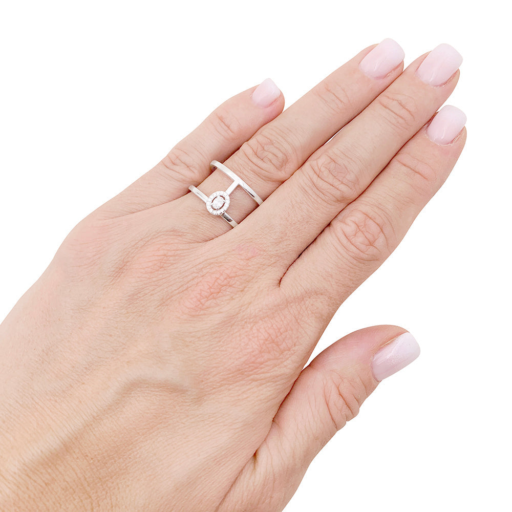 Bague Messika, "Glam'Azone", or blanc, diamants.