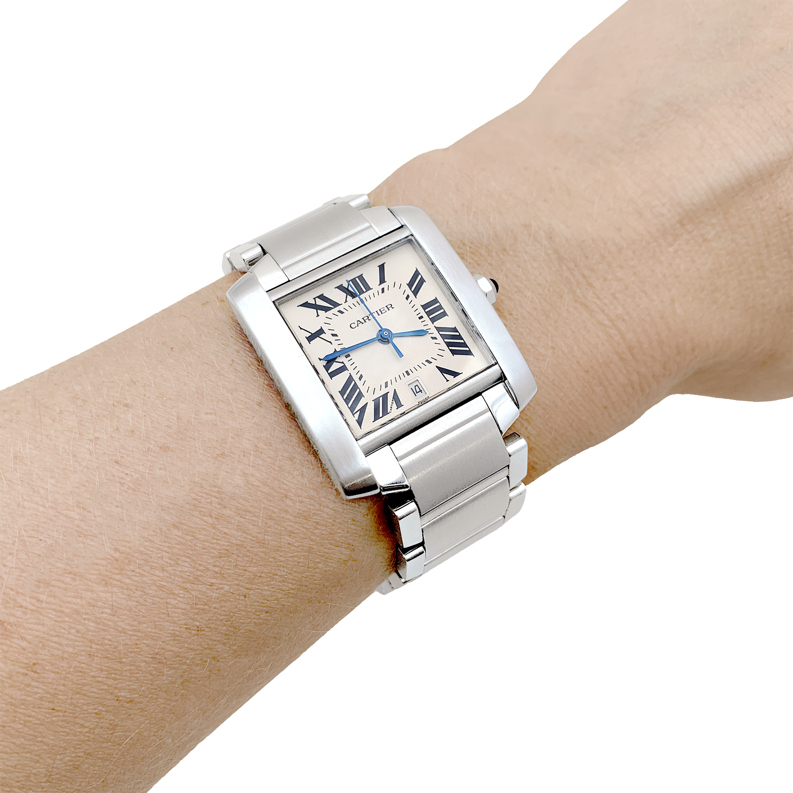 Montre Cartier, "Tank Française", acier.