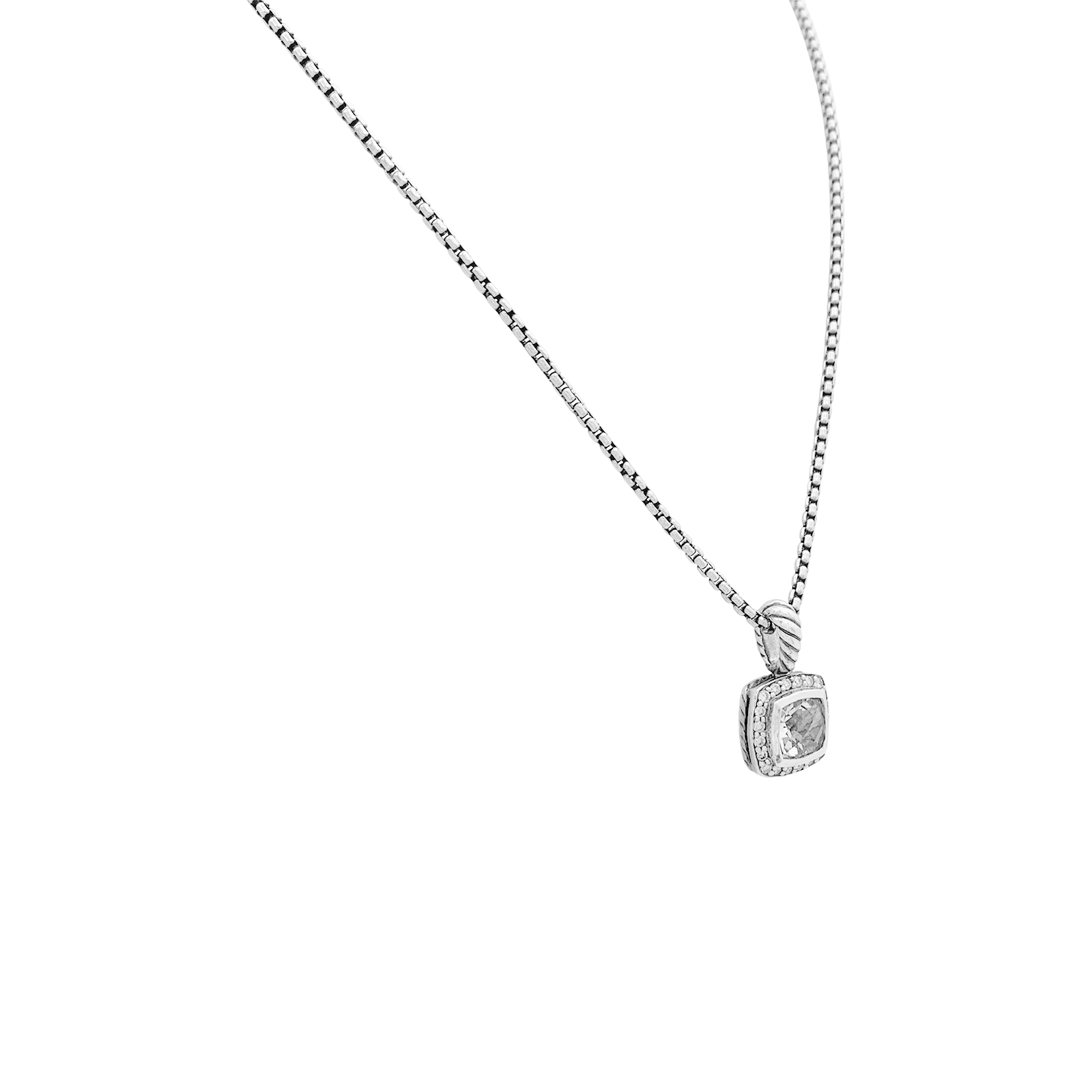 Collier David Yurman, "Petite Albion", argent, topaze blanche, diamants.