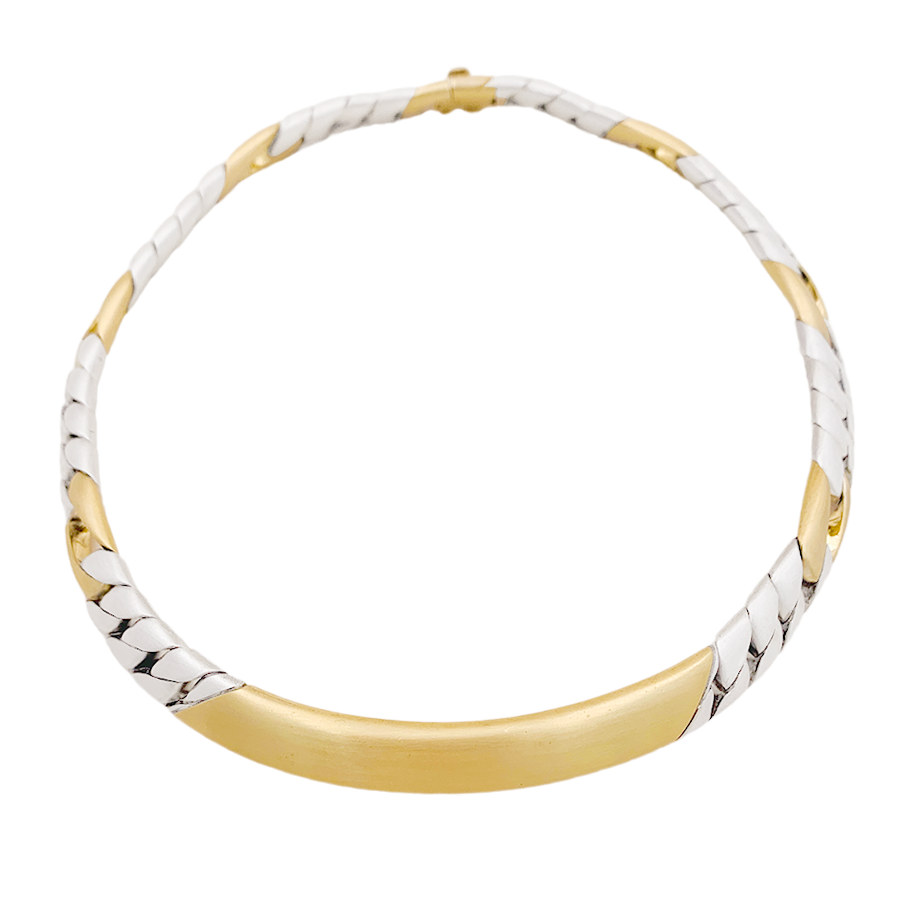 Collier Chaumet, "Gourmette", or jaune, argent.