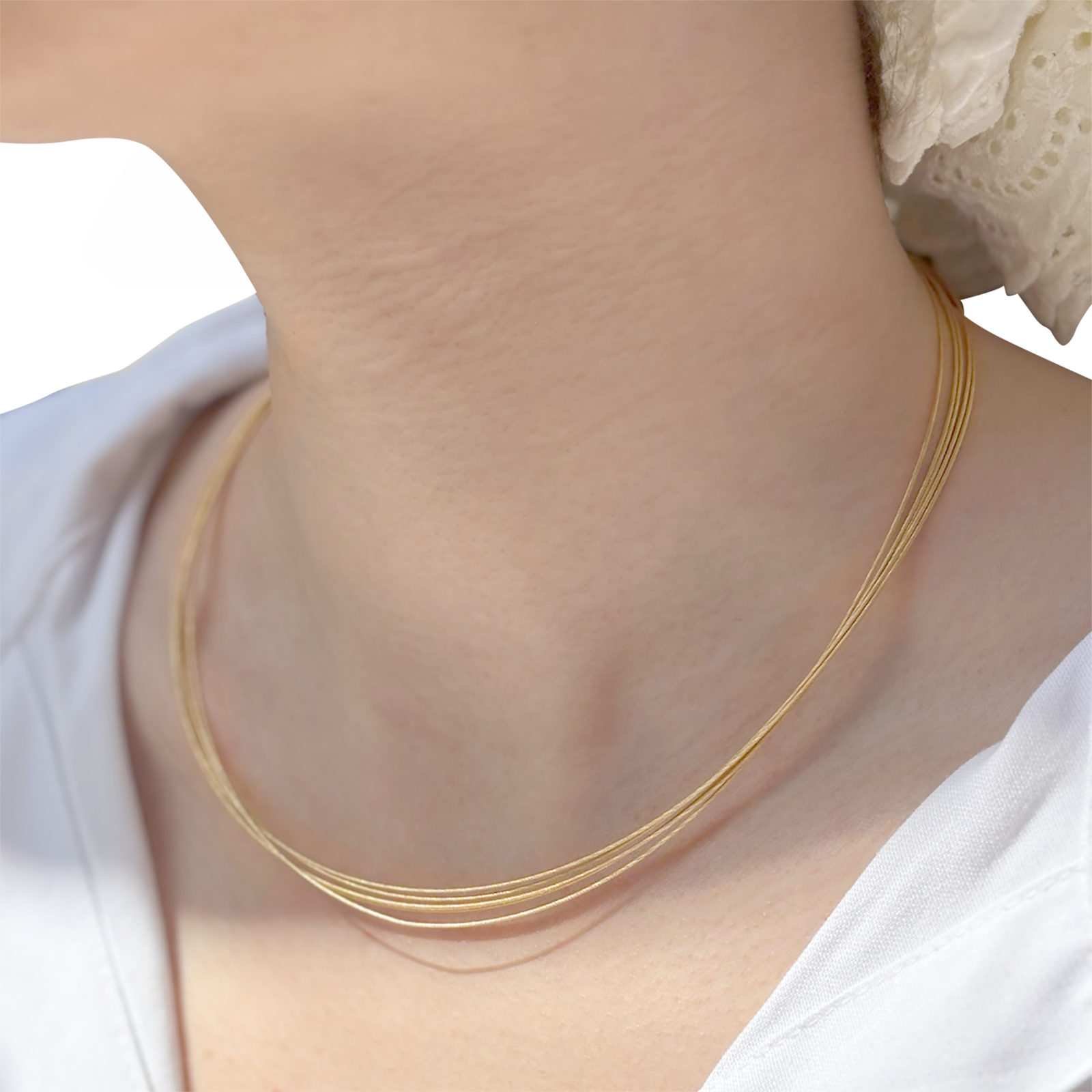 Collier DINH VAN, cinq câbles en or jaune.