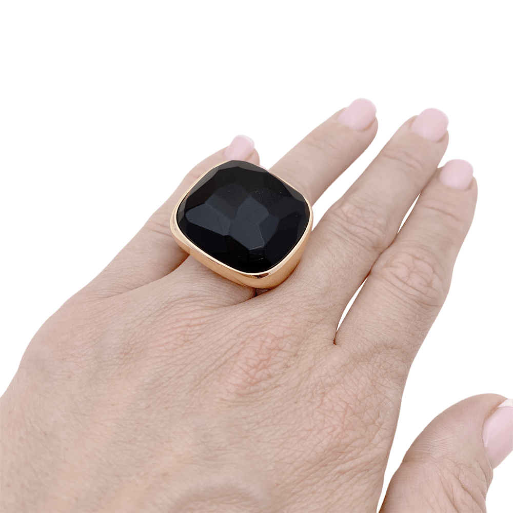 Bague Pomellato "Victoria", or rose, jais.