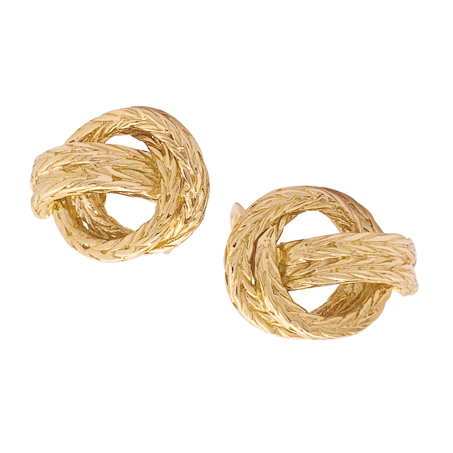 Boucles d'oreilles Hermès "Noeud marin" en or jaune. 1970 - Maison Eloe